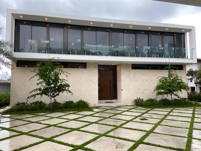 Modern residential exterior with integrated lighting